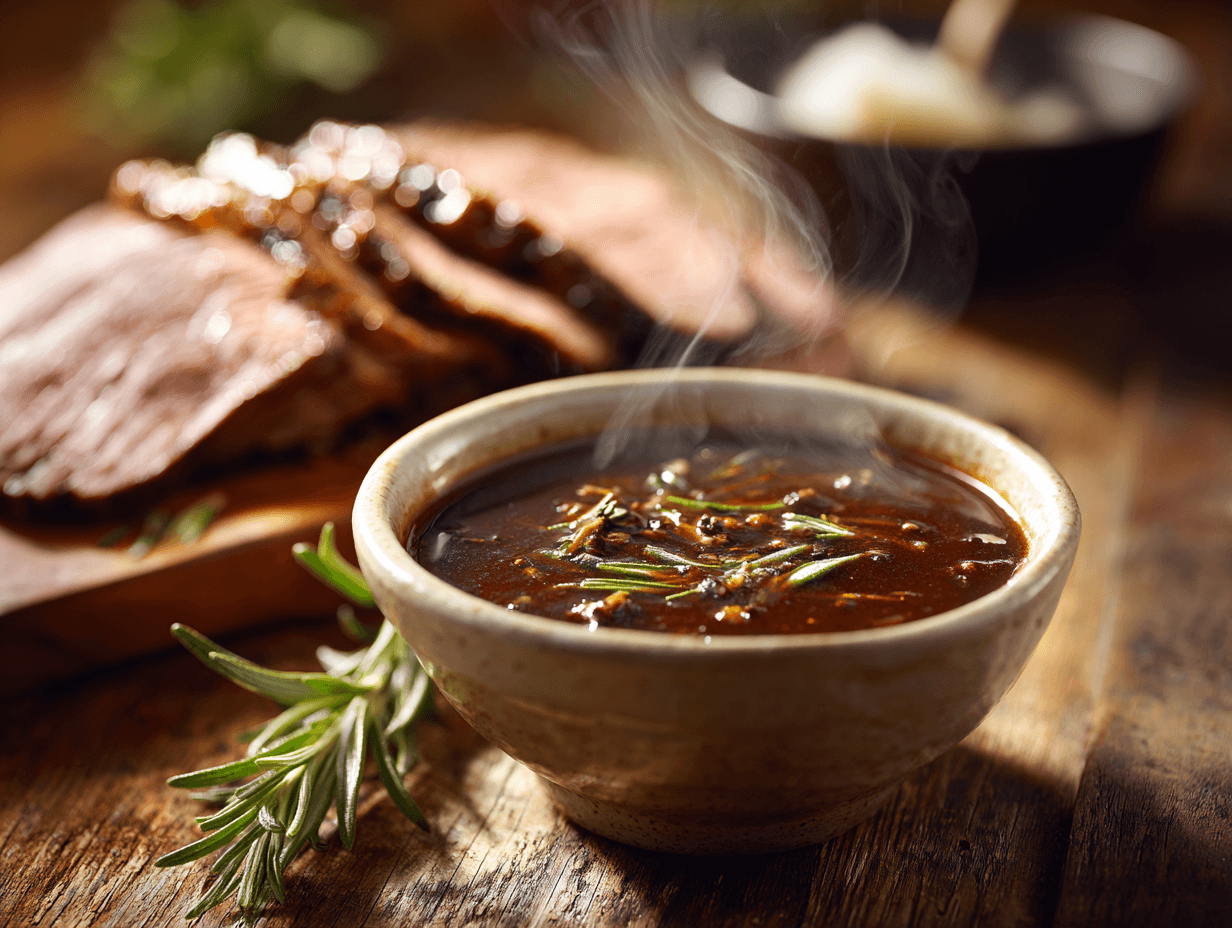 au jus recipe served with roast beef slices