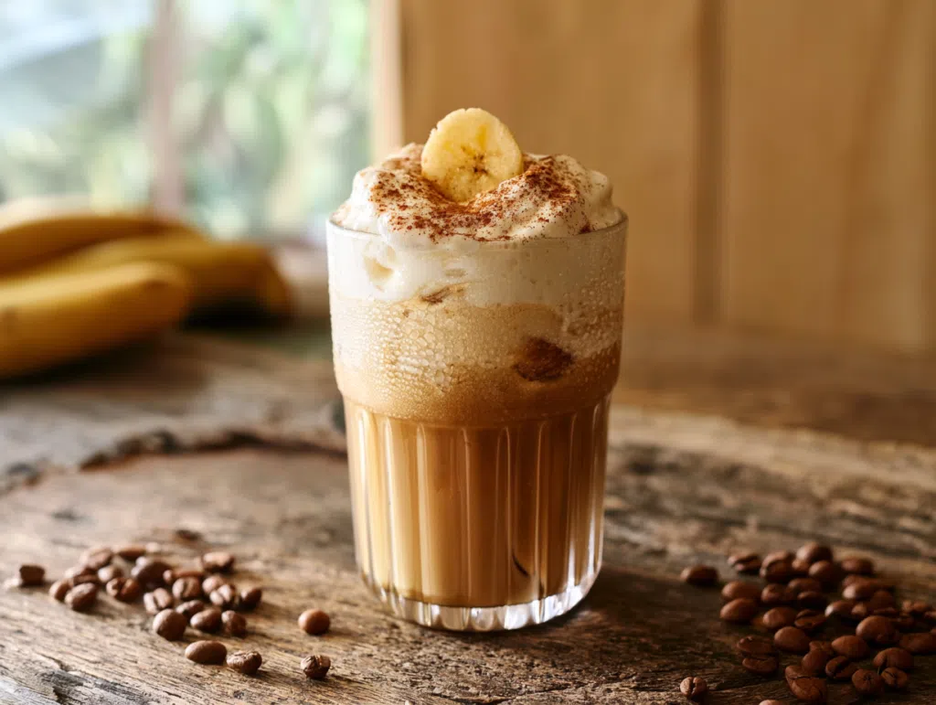 banana bread latte in ceramic mug