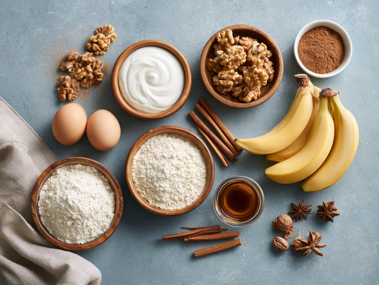 ingredients for banana nut bread greek yogurt recipe