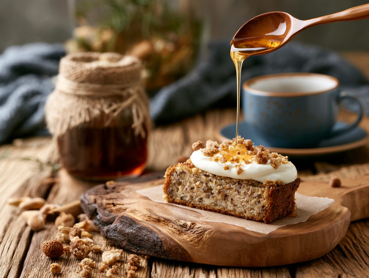 banana nut bread greek yogurt served with coffee